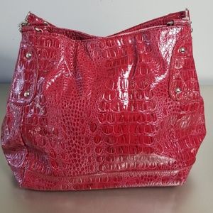Sag Harbor red faux crocodile purse